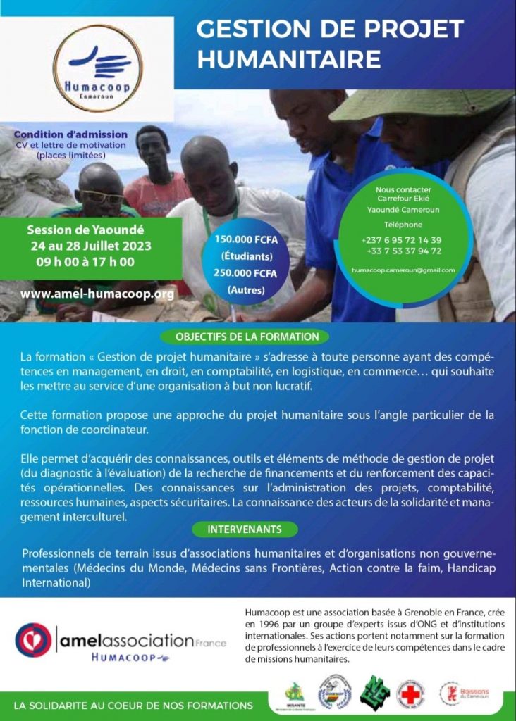 Formation Gestion de projet humanitaire Cameroun