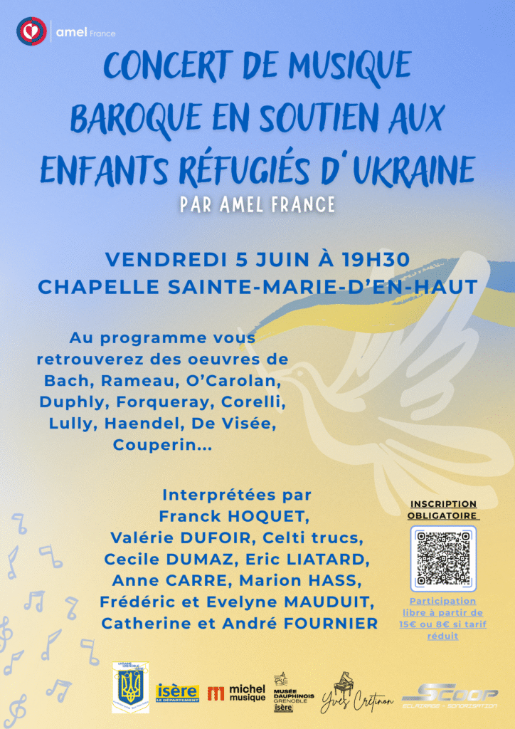Concert caritatif en soutien aux enfants d'Ukraine: 5 juin 2026 à 19h30 Chapelle Saint Marie d'en Haut à Grenoble